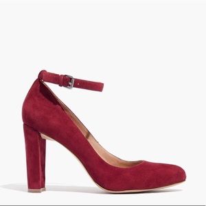 Madewell "the Cara" Strap Heel Red Suede 5.5